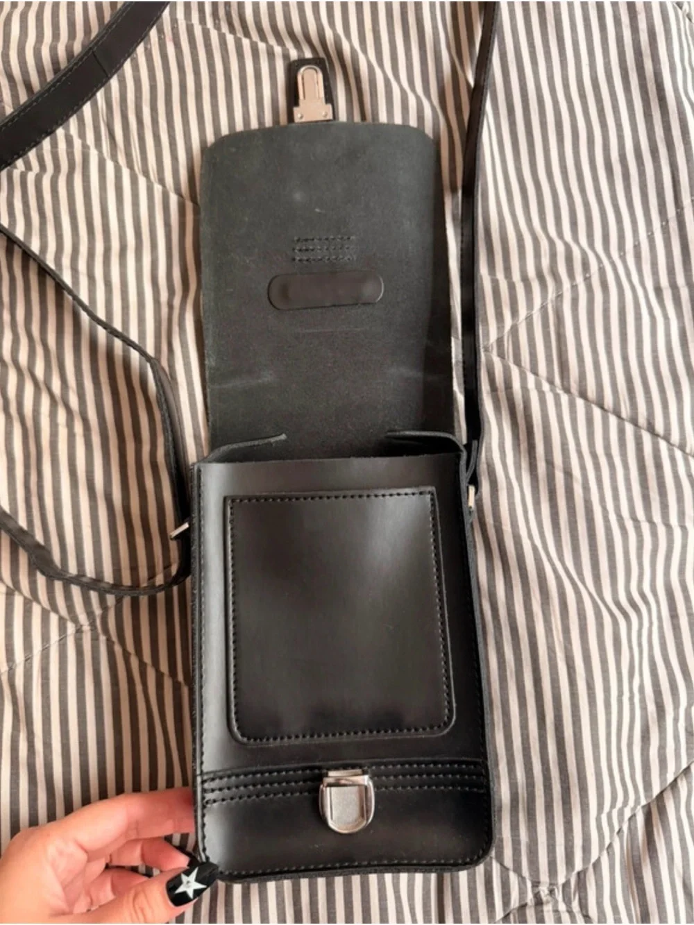 Dr. Martens Black Leather Buckle Messenger Crossbody